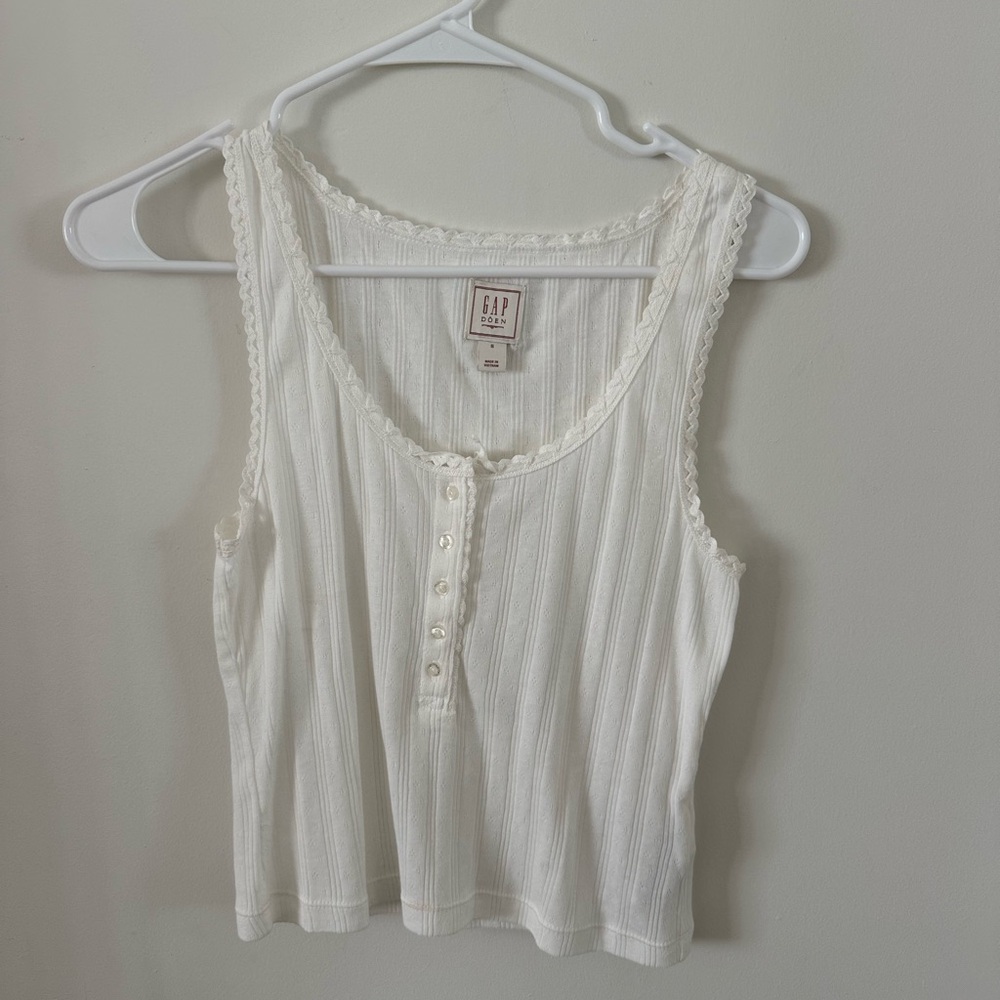 GAP x Doen Women's Ivory Lace Detail Tank Top